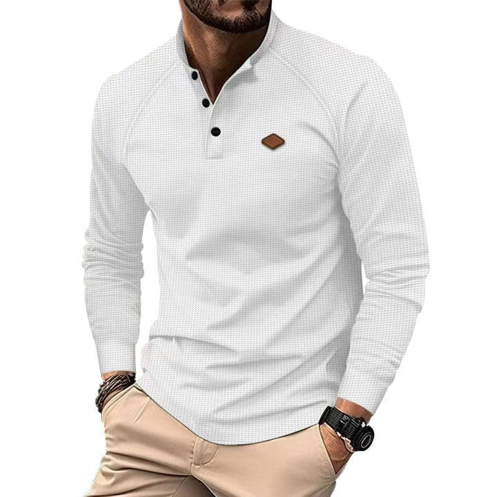 Men's long sleeve Henley shirt with textured surface and trendy button details Lune London