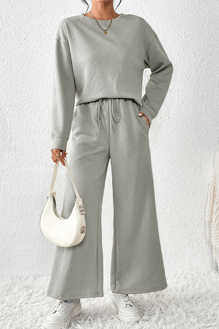 Women’s leisure set with structured top and wide leg pants Chic and Style