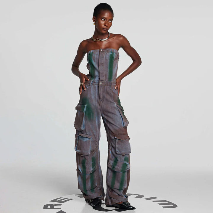 Women's cargo overalls with a versatile pocket design and elastic waist Lune London