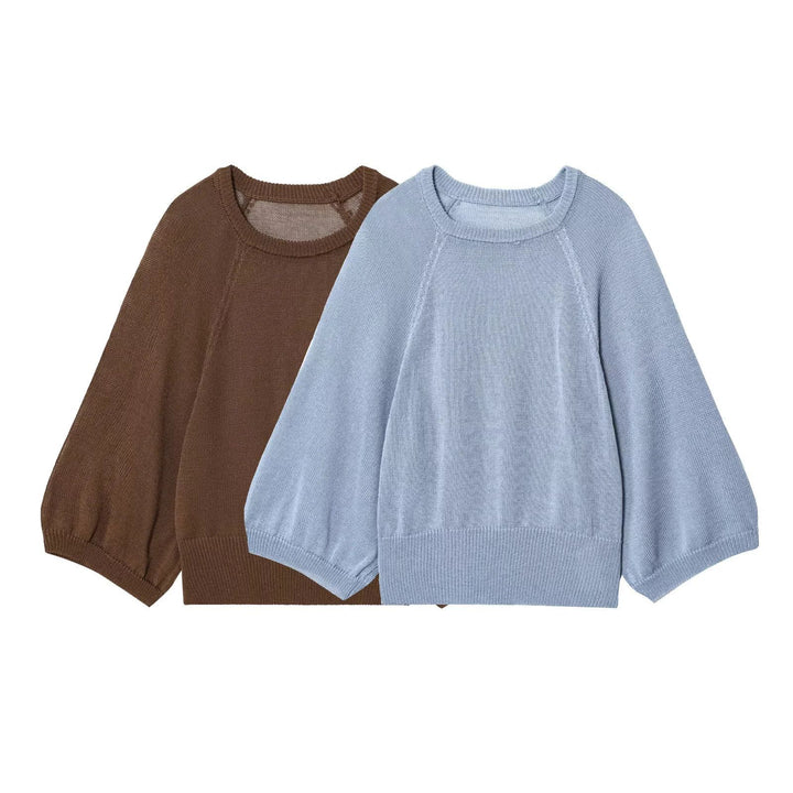 Pull femme décontracté avec manches larges et taille élastique Lune London