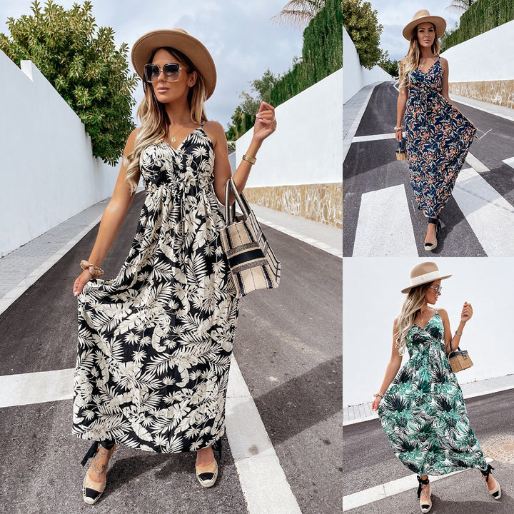 Lune London Tropical Print A-Line Maxi Dress for Women