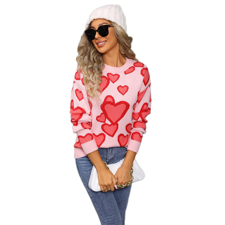 Pull en tricot pour femmes avec motif cœur et coupe décontractée Chic & Stil