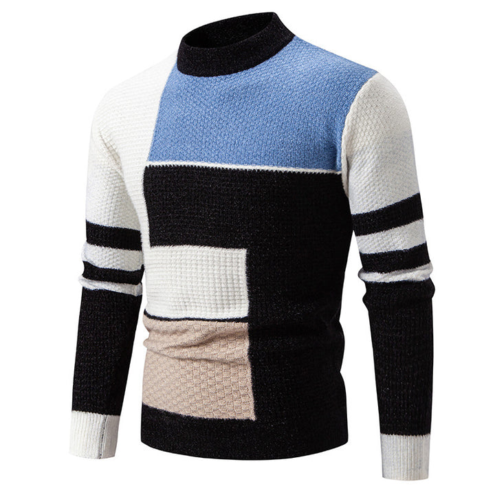 Modern sweater for men with textured color block design Lune London