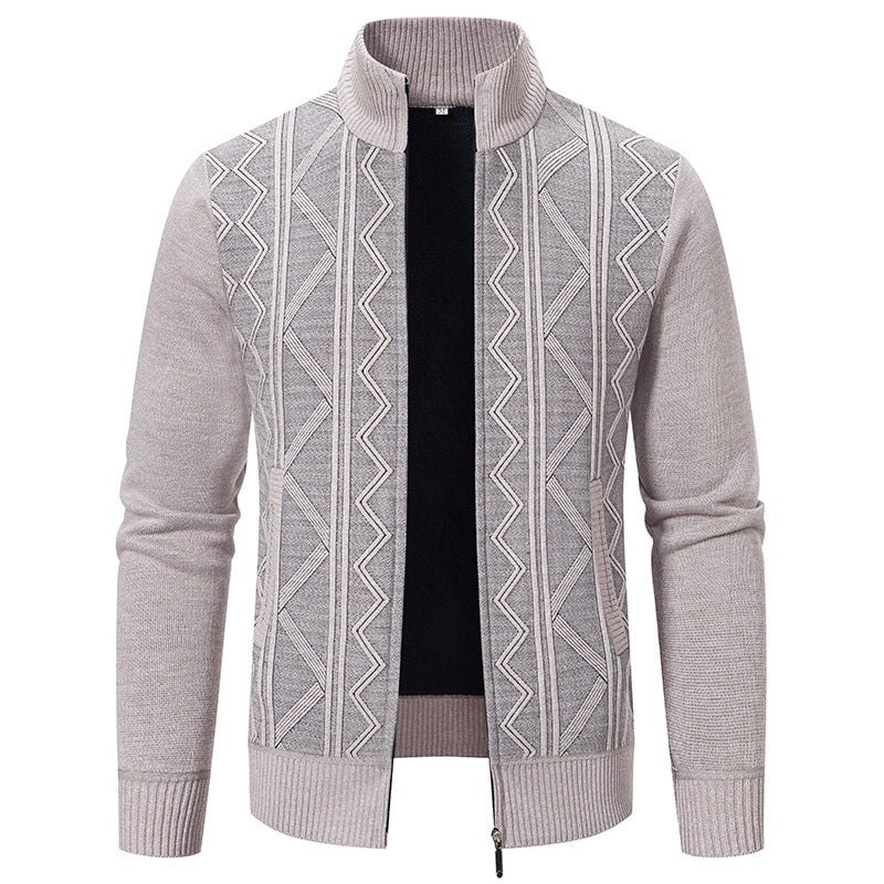 Elegant knitted jacket for men with textured pattern and high collar Lune London