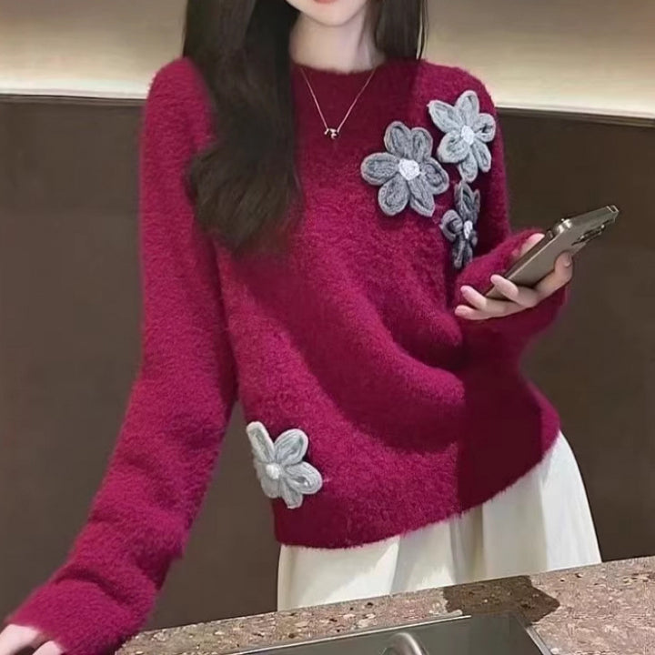 Pull Femme Doux avec Design Floral 3D Chic & Stil