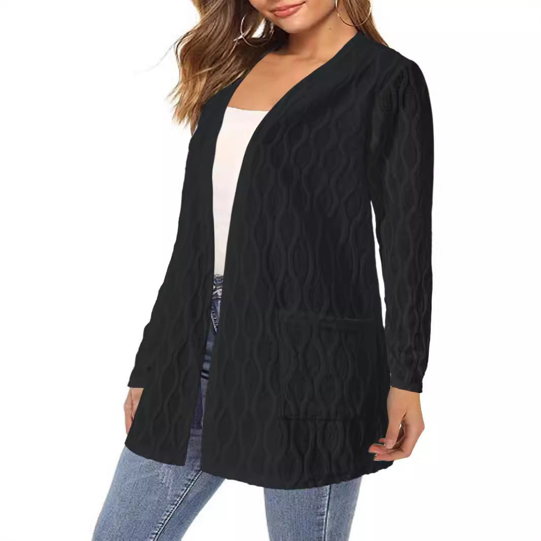 Women's knitted jacket with structured pattern and casual cut Lune London