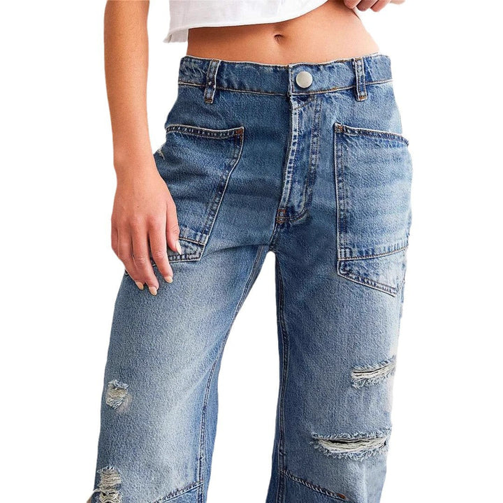 Women's Denim Pants with Large Pockets Lune London