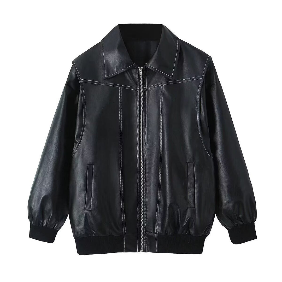 Trendy faux leather jacket for women with voluminous sleeves Lune London