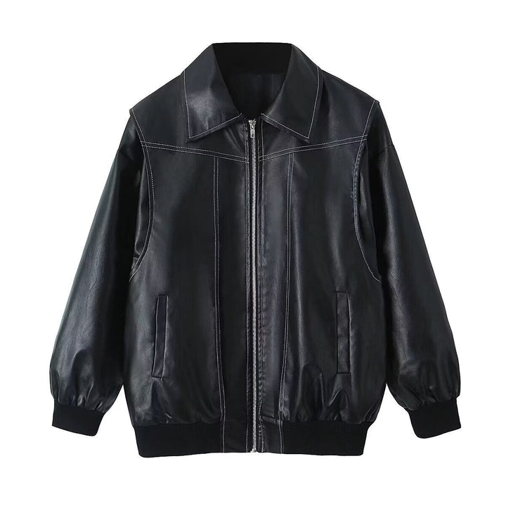 Trendy faux leather jacket for women with voluminous sleeves Lune London