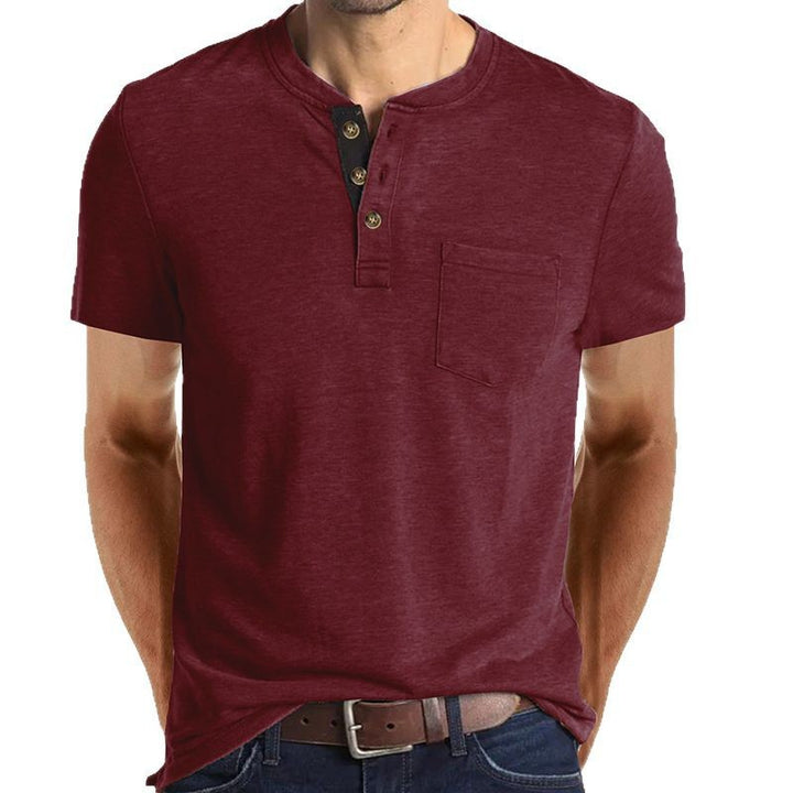 Lune London Short Sleeve Henley Shirt for Men with Pocket Detail