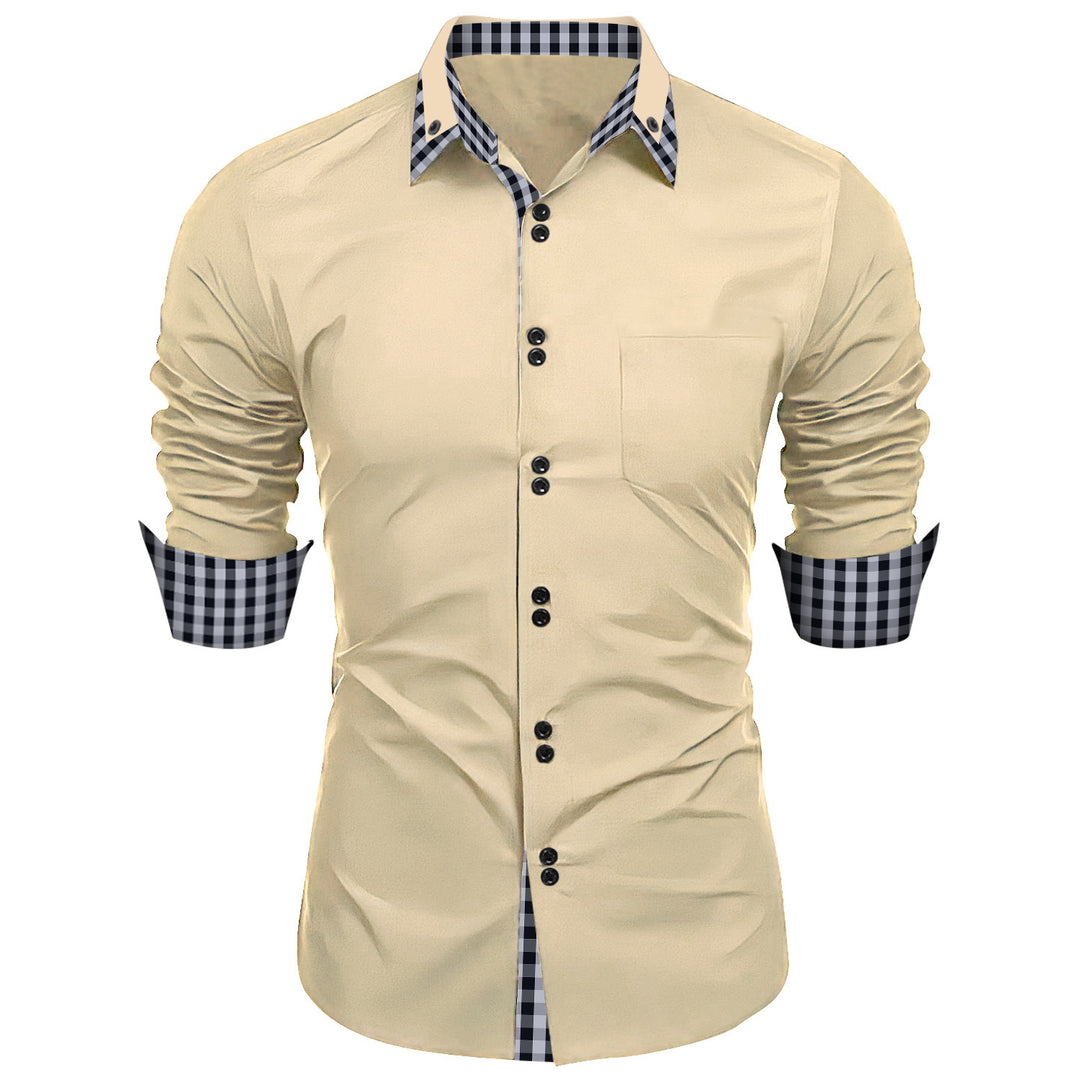 Premium long-sleeve shirt for men with contrasting button and cuff Lune London