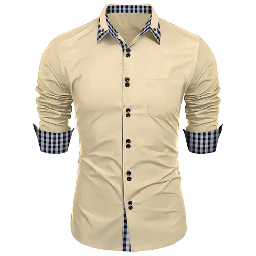 Premium long-sleeve shirt for men with contrasting button and cuff Lune London