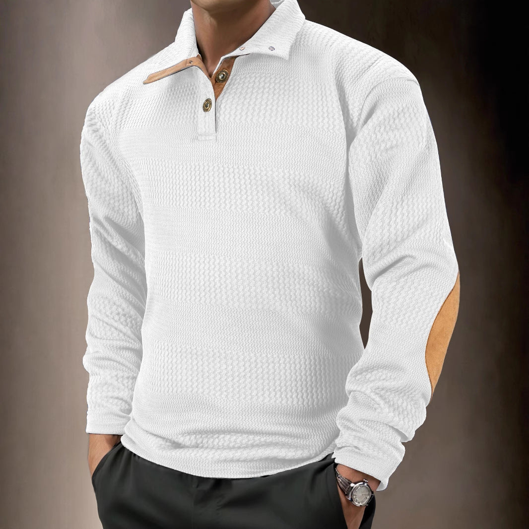 Men's structured long sleeve polo with high-quality contrasting elements Lune London