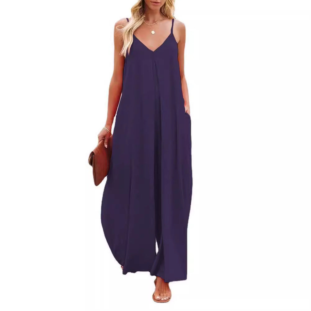 Maxi dress for women with adjustable straps and side pockets Lune London