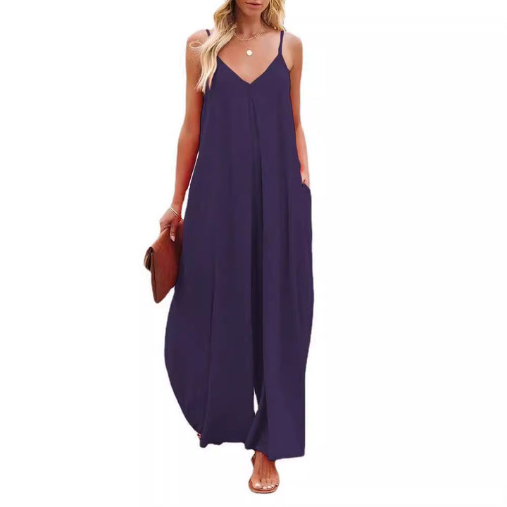 Maxi dress for women with adjustable straps and side pockets Lune London