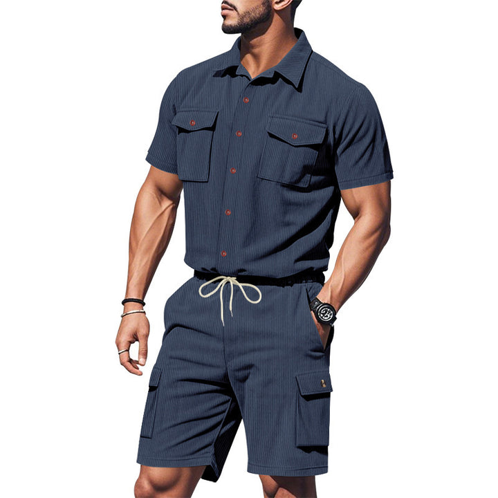Casual short sleeve shirt for men and leisure shorts set with practical pockets Lune London