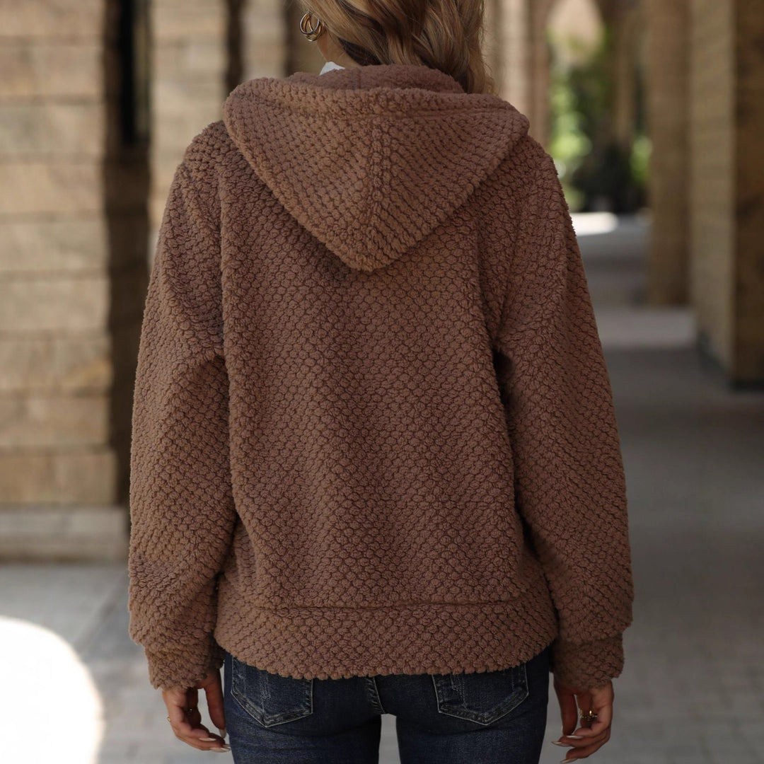 Ladies soft fleece jacket with hood and pockets Lune London