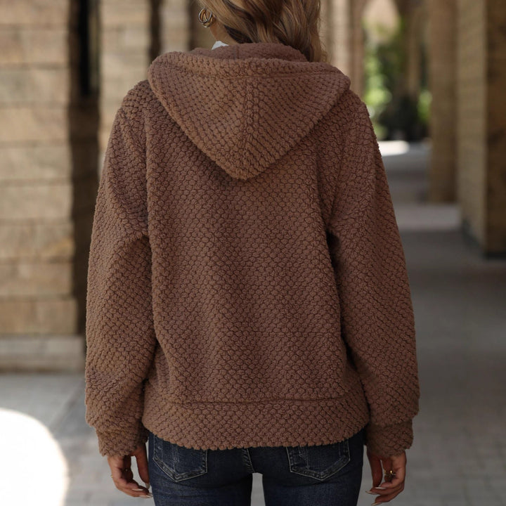 Ladies soft fleece jacket with hood and pockets Lune London