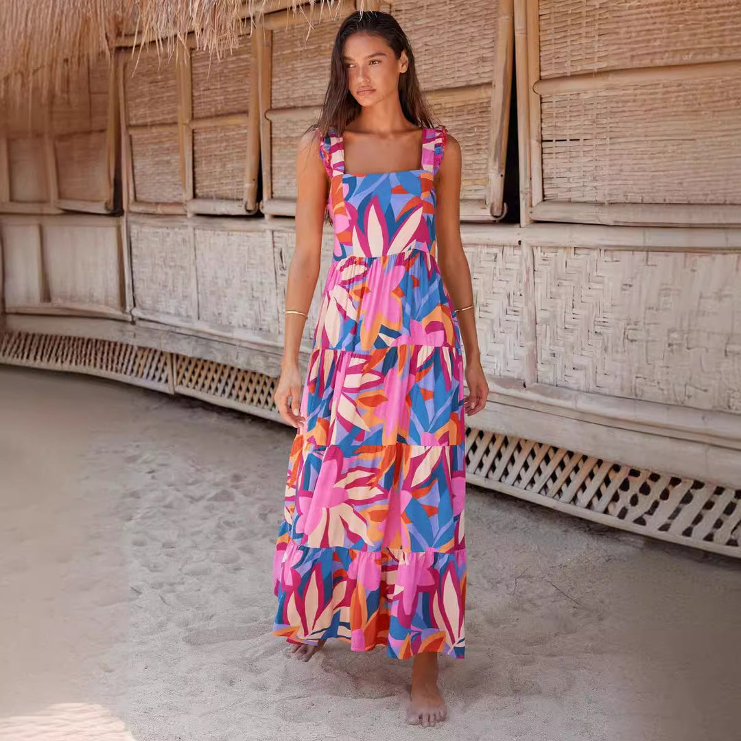 Women's maxi dress with voluminous skirt and delicate ruffle details Lune London