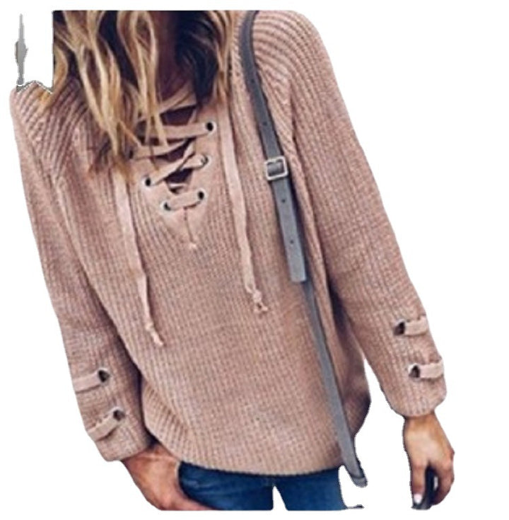Knitted sweater for women with drawstring and 3/4 sleeves Lune London