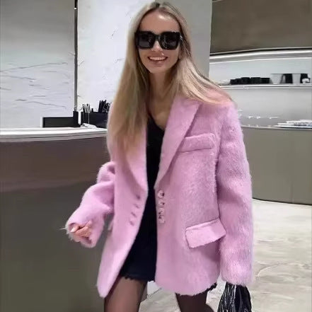 Blazer teddy féminin à la mode avec boutonnière élégante Chic & Stil