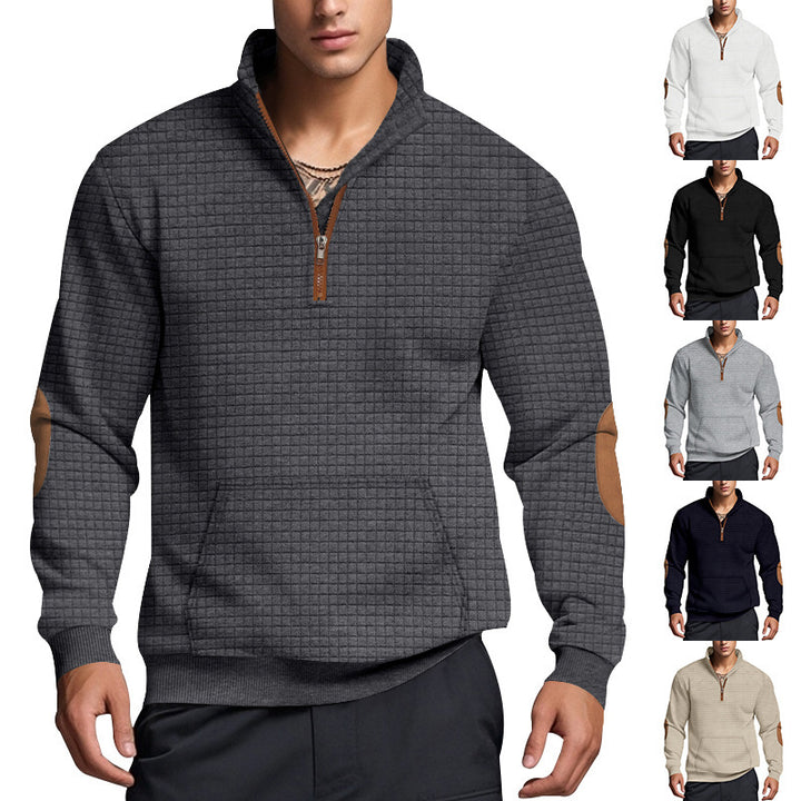 Men's sporty hoodie with half-zip and textured design Lune London
