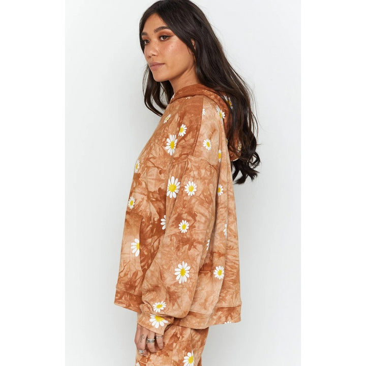 Ladies Oversized Hooded Sweater with Floral Pattern Lune London