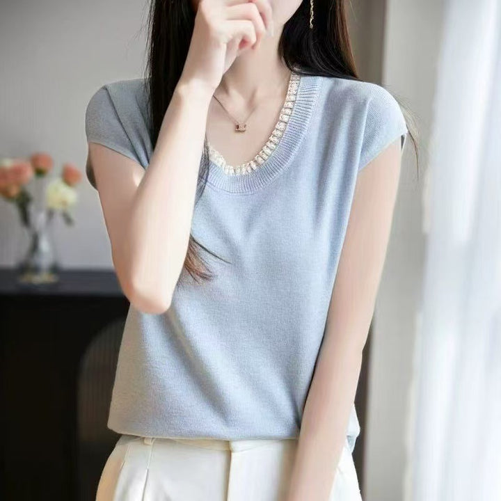 Elegant knitted top for women with decorative neckline Lune London
