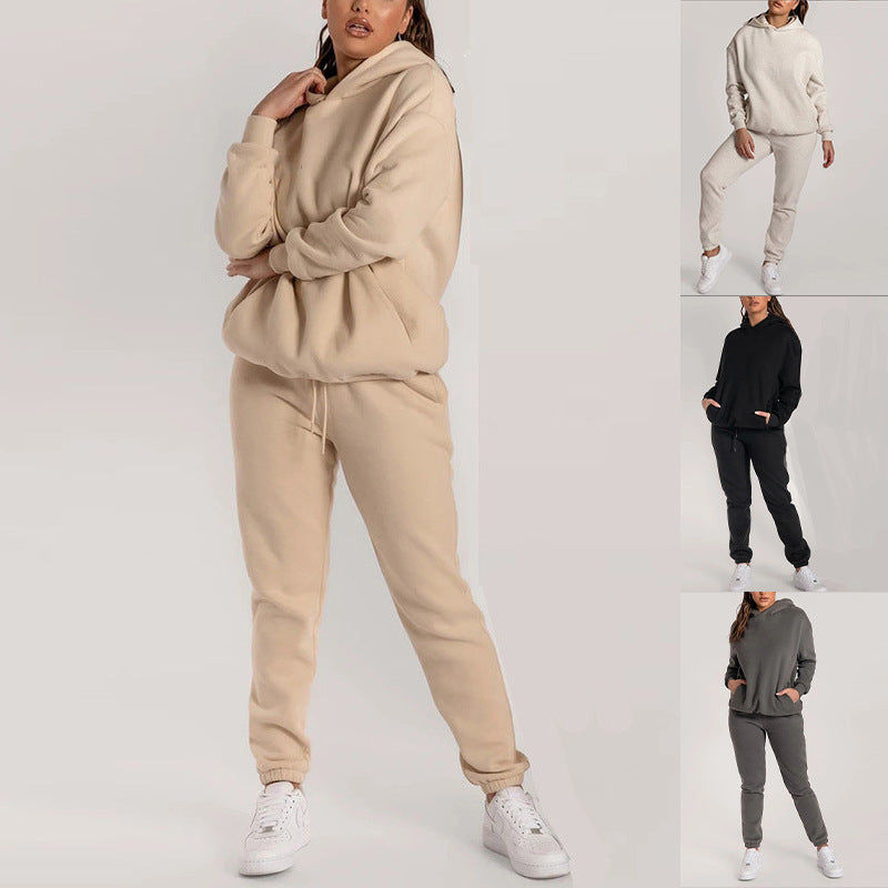 Ensemble de sweat à capuche décontracté pour femmes avec poches pratiques et taille élastique Chic & Stil