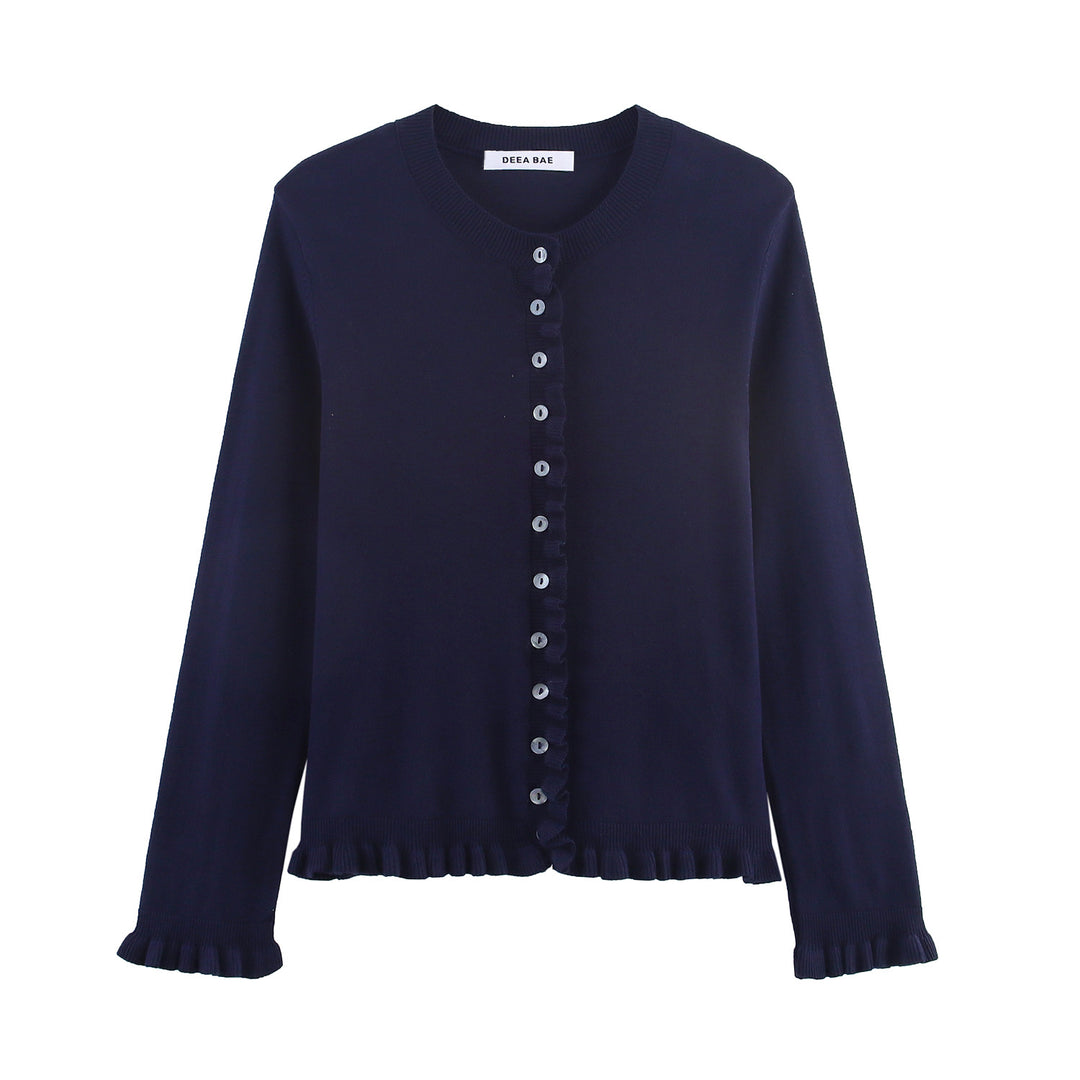 Ladies elegant cardigan with ruffle details Lune London