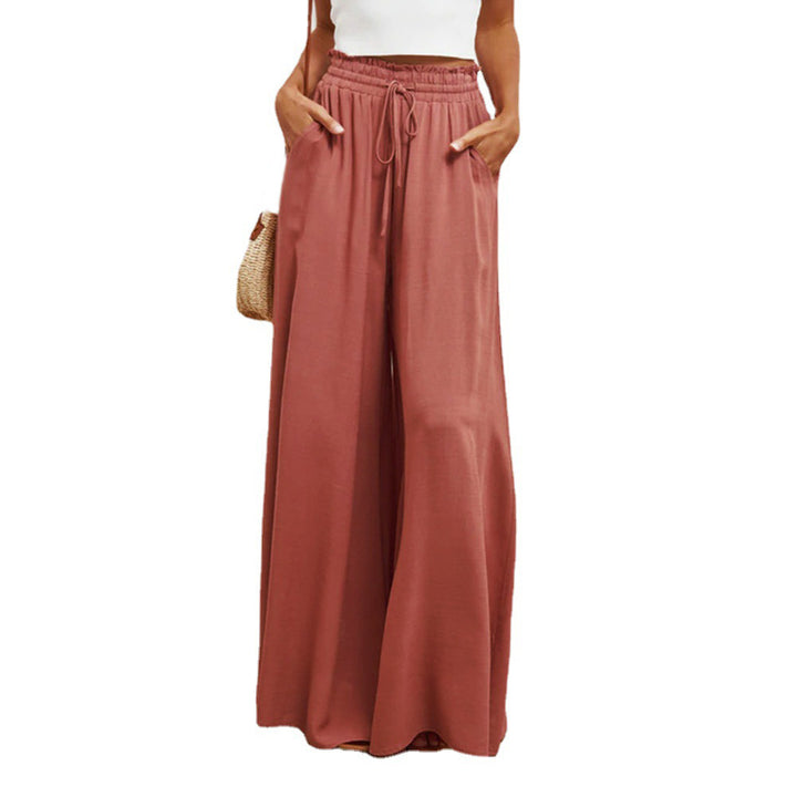 Women's Flowing Maxi Pants with Elastic Waistband and Pockets