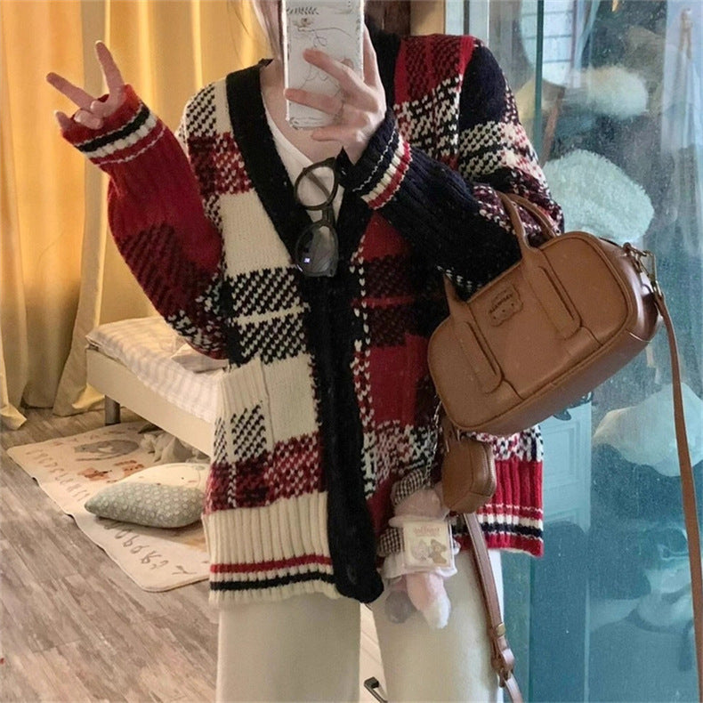 Ladies striped knit cardigan Lune London