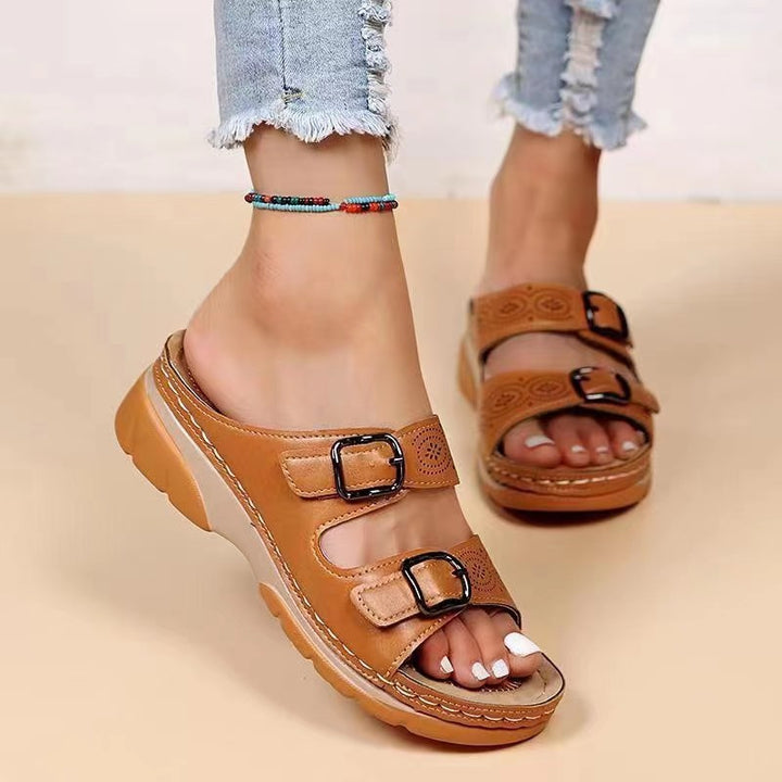Ladies Strappy Sandals with Stylish Buckles Lune London