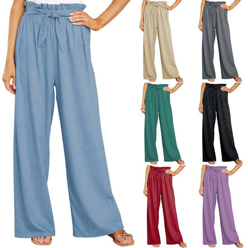 High-waisted linen pants for women with a tie belt Lune London