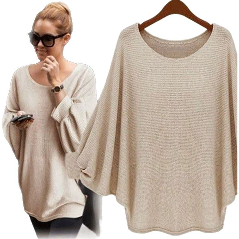 Oversized casual sweater for women with a deep round neckline Lune London