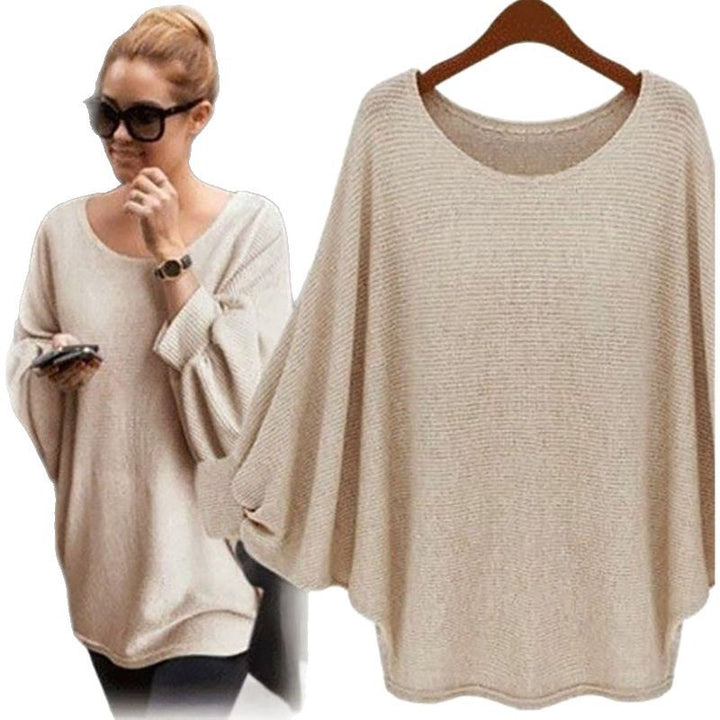 Oversized casual sweater for women with a deep round neckline Lune London