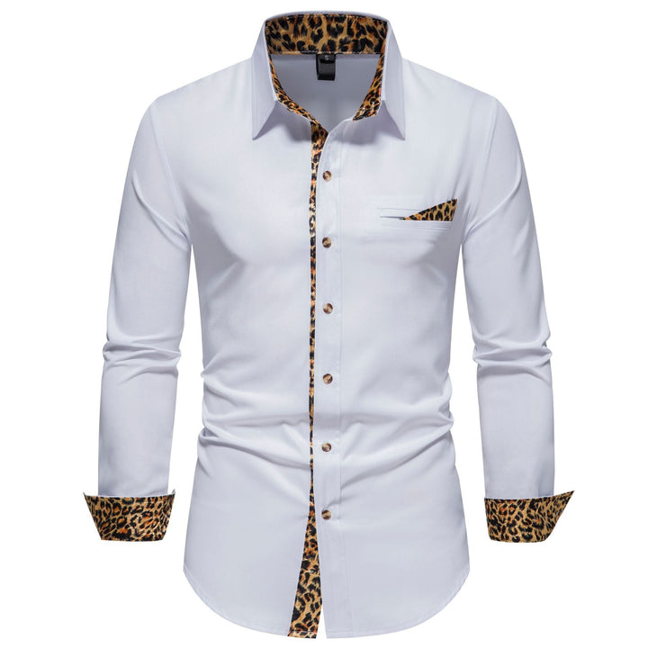 Men's Elegant Long-Sleeve Shirt with Leopard Print Lune London