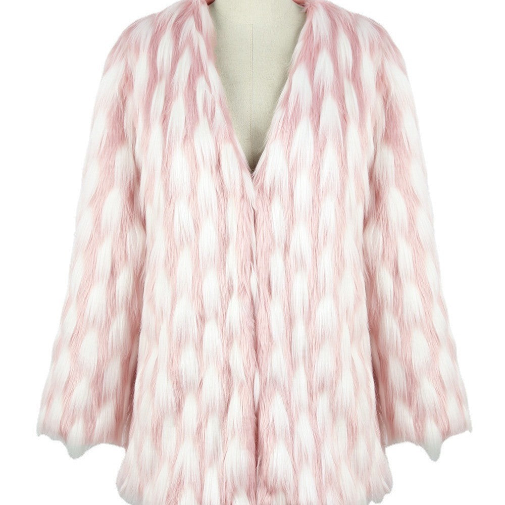Women Long Faux Fur Jacket with Cozy Cut and Casual Chic Design