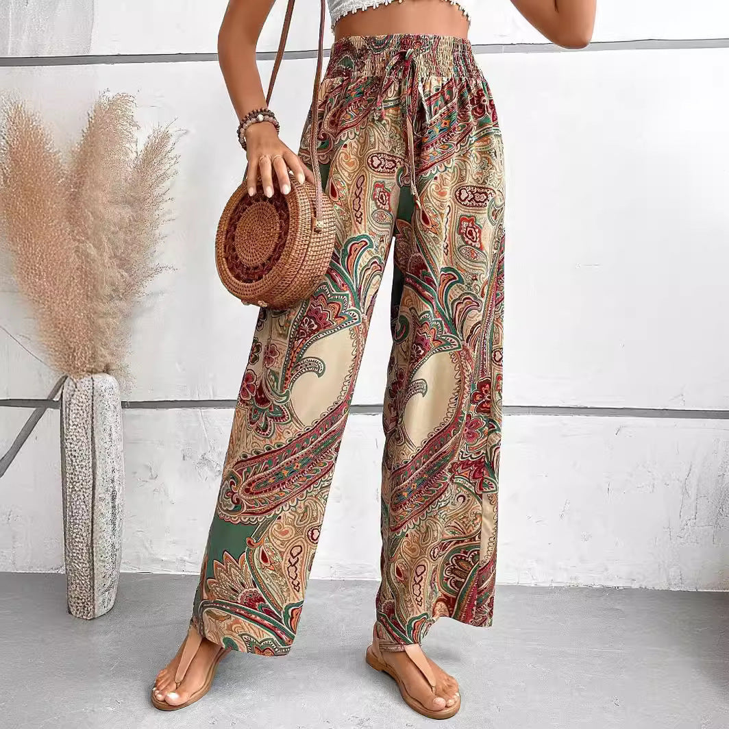 Wide Palazzo Pants for Women with an Elegant Paisley Pattern Lune London