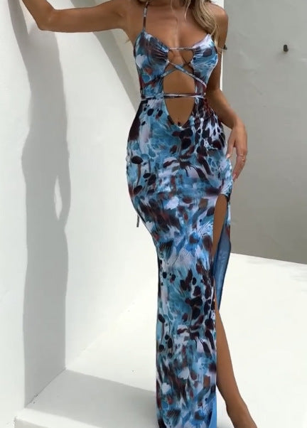 Ladies Maxi Beach Dress with Exciting Cut-Out and High Slit