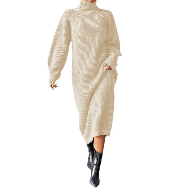 Women's Knitted Dress with High Collar and Wide Sleeves Lune London