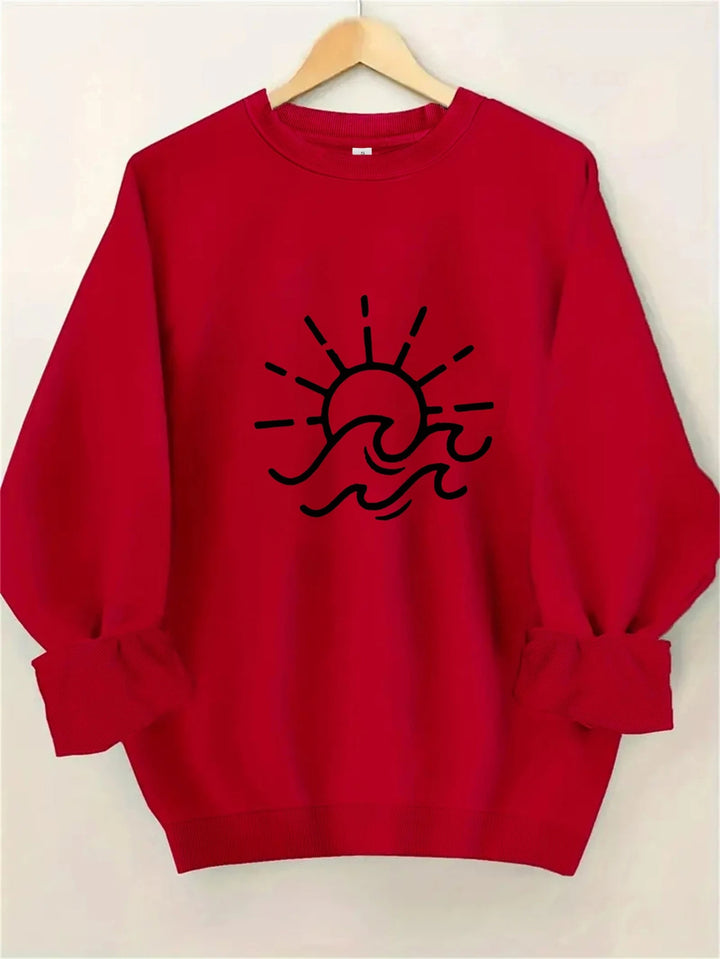Sweat-shirt pour femmes avec un design créatif de soleil et de vague Chic & Stil