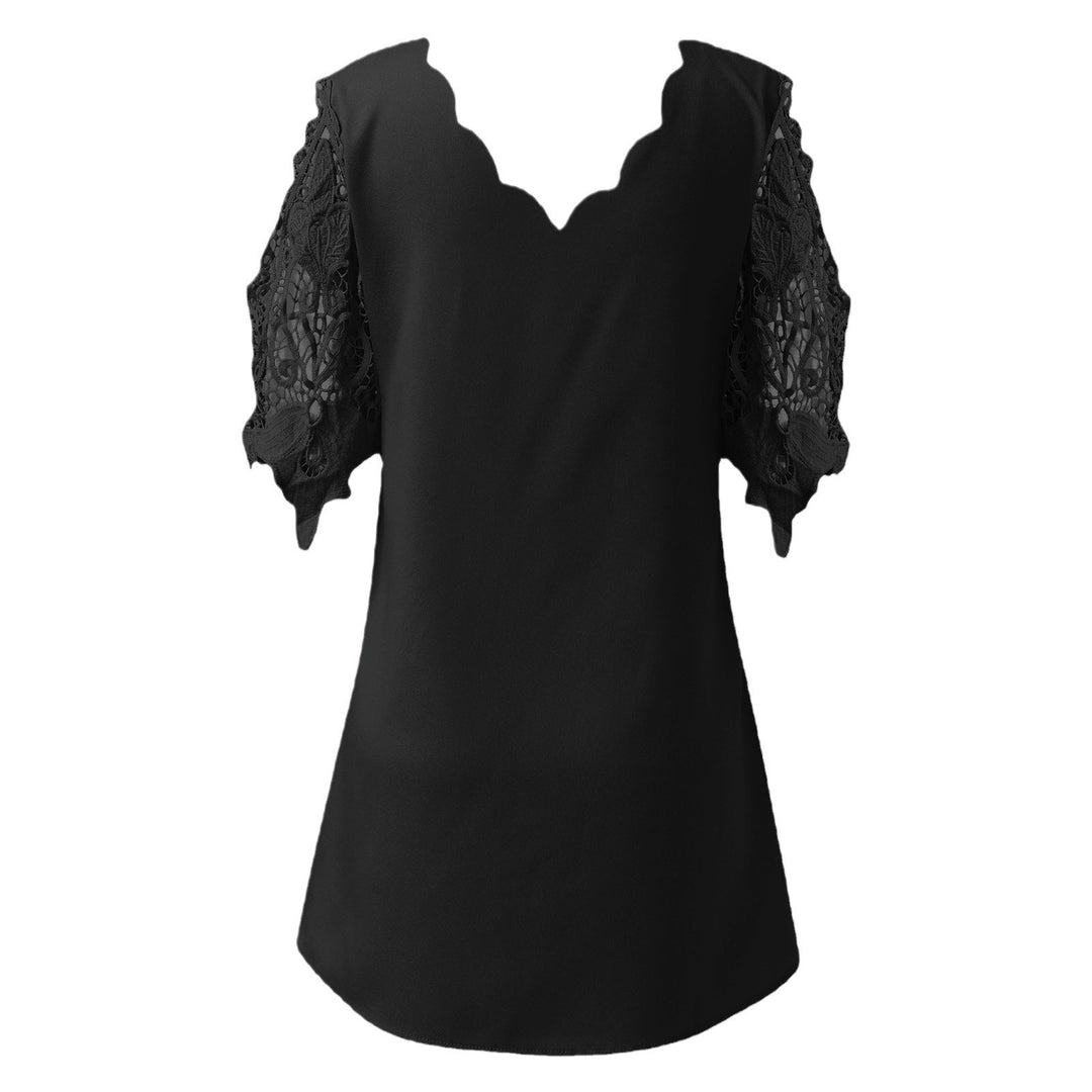 Short sleeve shirt with lace hem for ladies Lune London