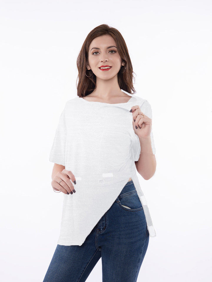 Trendy short sleeve t-shirt for women with innovative cut and playful details Lune London