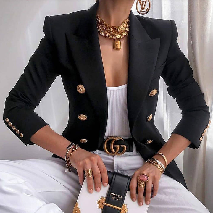 Veste élégante pour femmes avec double boutonnage et détails dorés Lune London