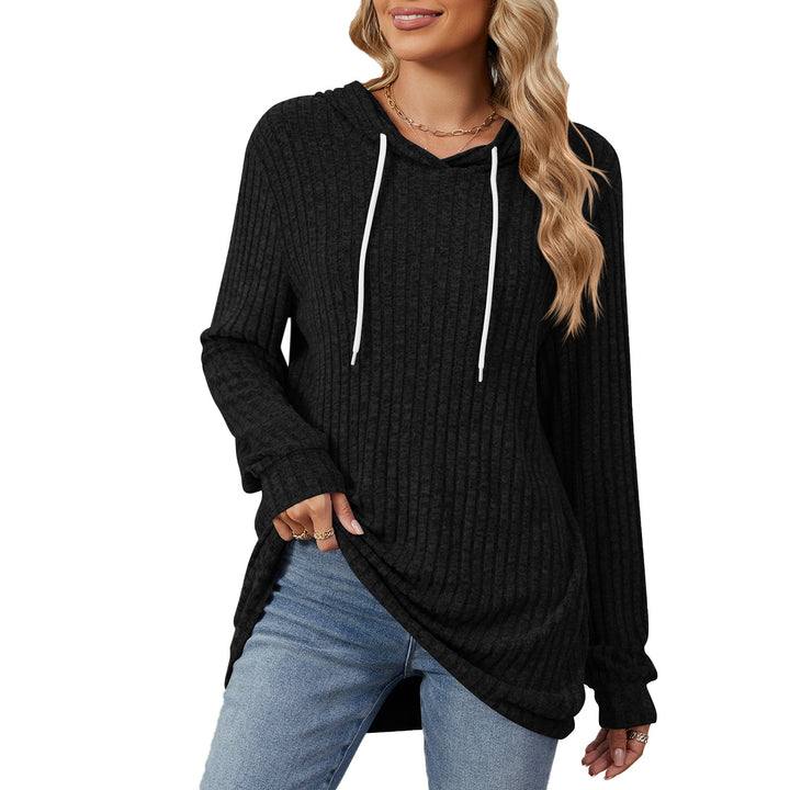 Long hoodie for women casual with ribbed structure and side slits Lune London