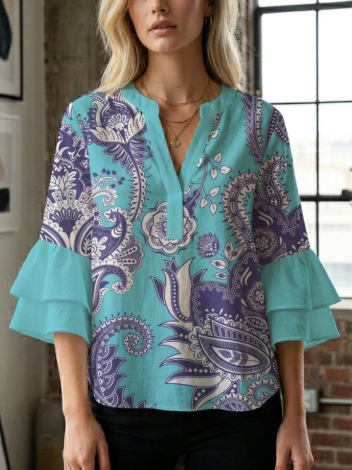 Women's flower creation with voluminous ruffled sleeves Lune London