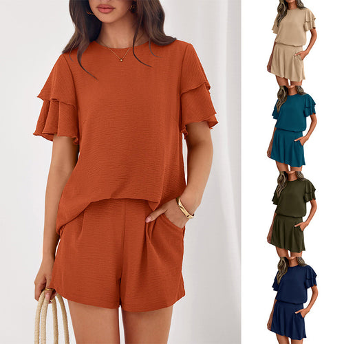 Women's Playful Jumpsuit with Ruffle Details and Side Pockets Lune London