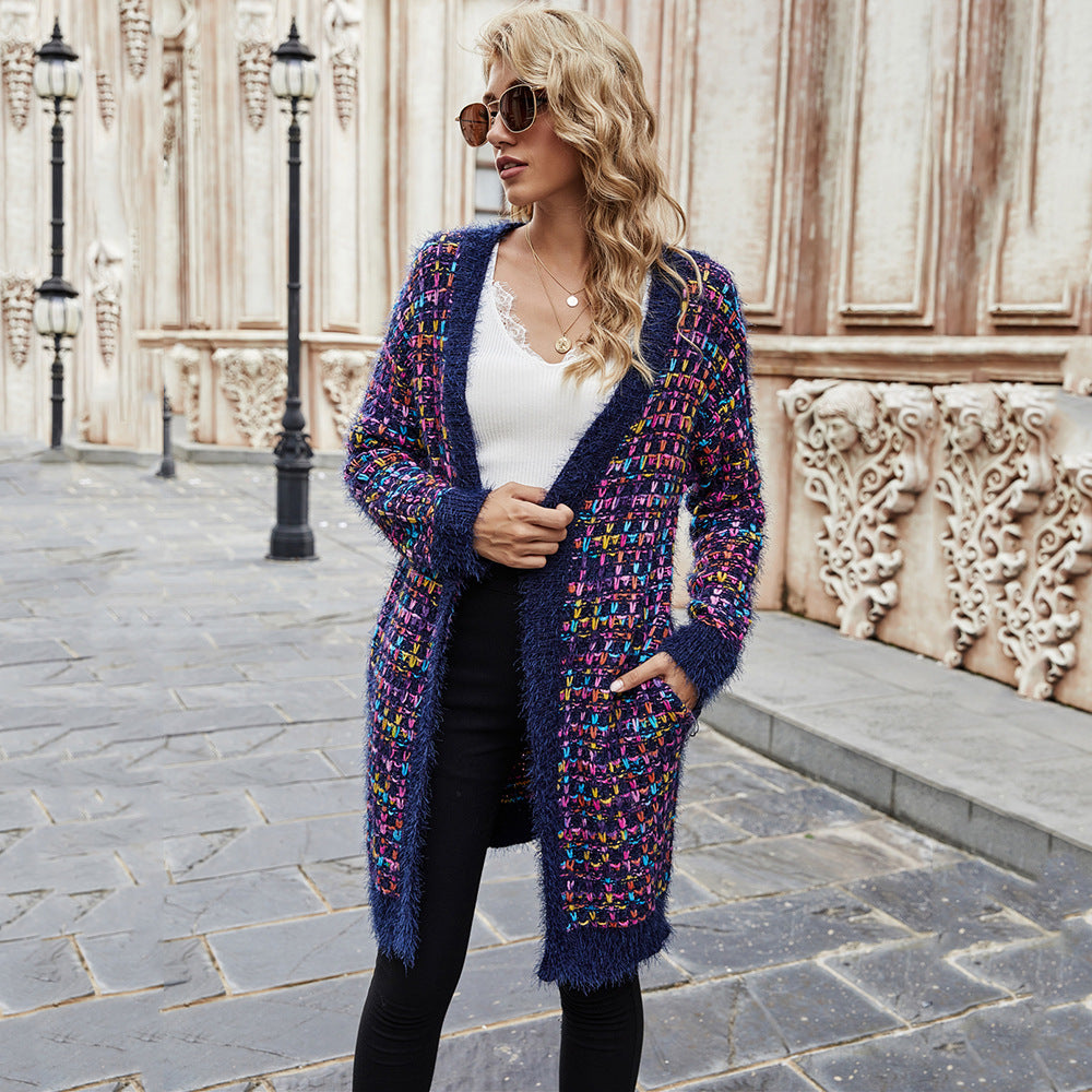 Cardigan coloré pour femmes avec textures et ourlet effiloché Chic & Stil