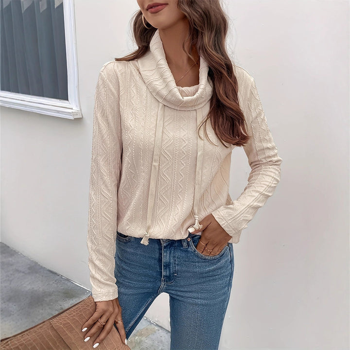Women's sweater with cowl neck and textured pattern detail and long sleeves Lune London